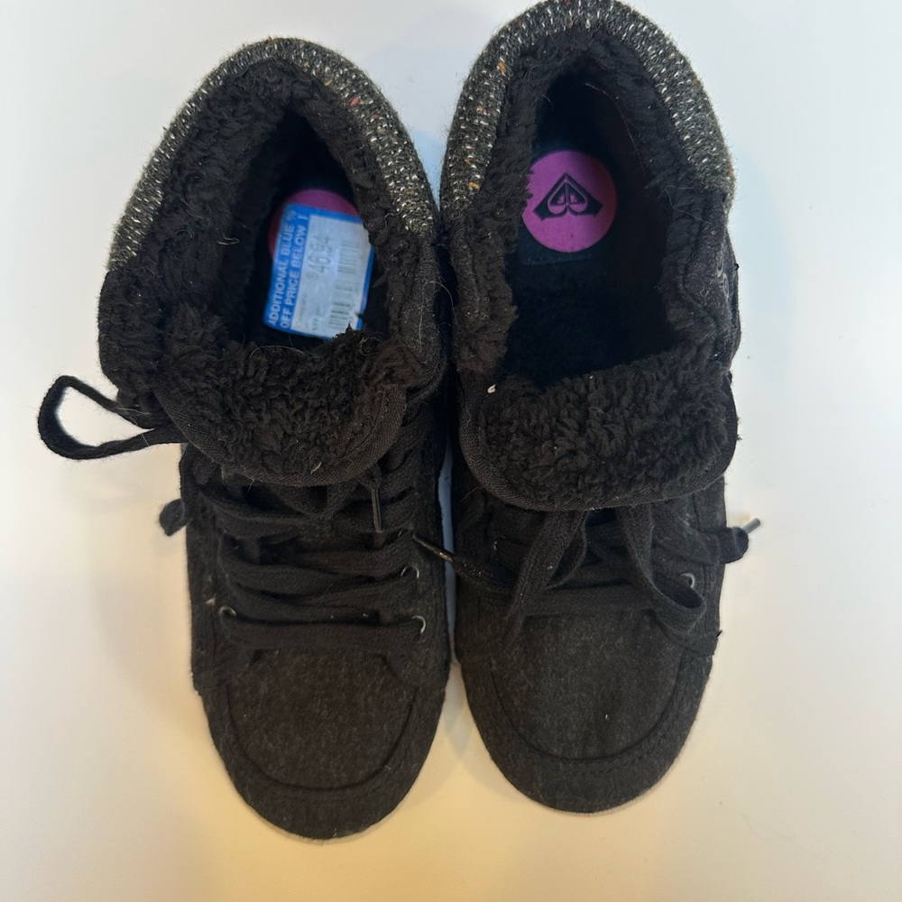 ❌SOLD❌ NWT Roxy "Whitney" Black/Charcoal High-Top Sneakers w fuzzy lining - Picture 6 of 7